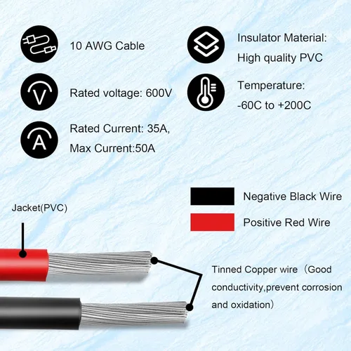 Miniatura 2 de 2 piezas de 1 pie de cable adaptador de panel solar a SAE - Cable de extensión de conector SAE 10AWG para kit de cargador de batería de panel solar