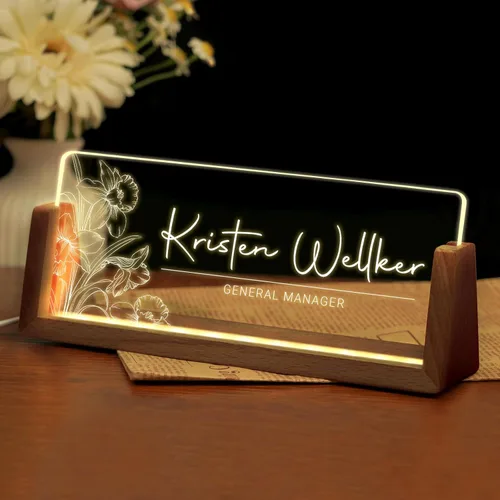 Miniatura 25 de Placa de nombre de escritorio personalizada, placa de identificación acrílica personalizada para escritorio, decoración de oficina para mujeres