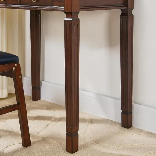 Miniatura 7 de Escritorio pequeño con 2 cajones de almacenamiento, escritorios de oficina en casa de 31.5 pulgadas, elegantes escritorios de madera con patas