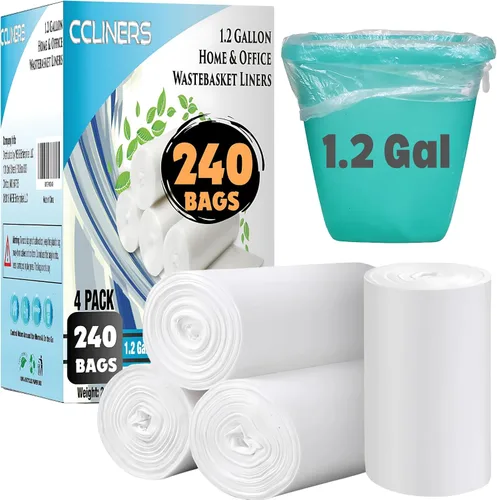 Miniatura 9 de Bolsas de basura pequeñas transparentes de 3 galones (200 bolsas), bolsas de basura de plástico, bolsas de basura de 2 galones y 4 galones