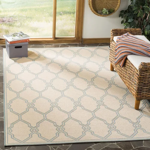 Miniatura 18 de SAFAVIEH Alfombra lavable para exteriores Linden Collection - 8 x 10 pies, crema y azul, no desprende pelusa y fácil de limpiar, ideal para patio