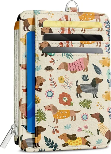 Miniatura 29 de Cartera delgada para mujer - Soporte para tarjetas de crédito con bloqueo RFID, cartera de piel sintética con ventana de identificación y bolsillo