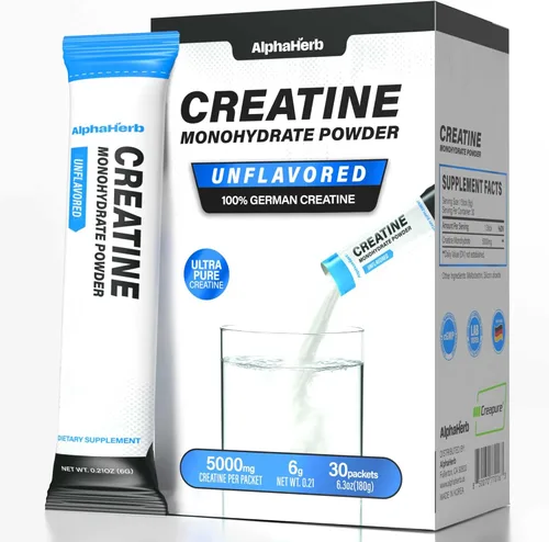 Miniatura 9 de Paquetes de monohidrato de creatina en barra – 0.18 oz de creatina alemana Creapure® micronizada en polvo, sin azúcar, músculo magro y recuperación