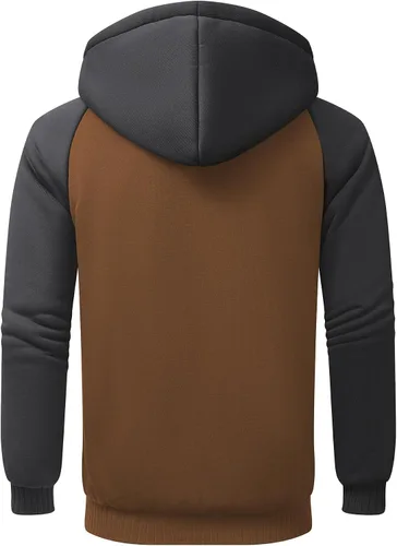 Miniatura 78 de GEEK LIGHTING Sudadera con capucha y cremallera para hombre, forro polar, chaqueta gruesa con capucha para invierno, cálida sudadera atlética