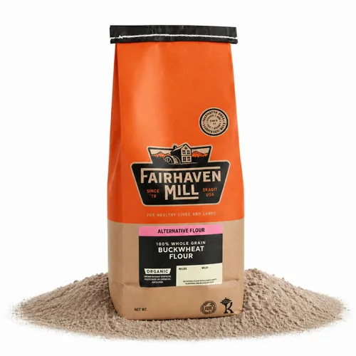 Fairhaven Mill Harina de trigo sarraceno orgánico, grano entero, naturalmente sin gluten y certificado orgánico por USDA, perfecta para panqueques,