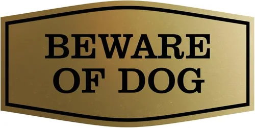 Miniatura 48 de All Quality Fancy Beware of Dog Letrero Material duradero Señales de seguridad para el hogar Fácil de instalar (negro/oro), mediano, 1 paquete