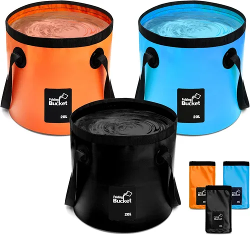 Cubo plegable plegable de 5 galones con asa para camping, pesca, senderismo, para sostener agua, contenedor plegable, bolsa de transporte, multiuso,