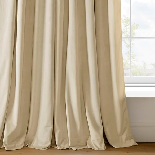 Miniatura 7 de HPD Half Price Drapes Cortinas Opacas de Terciopelo - 96 Pulgadas de Largo 1 Panel Cortina Opaca con Pliegues Signature para Sala de Estar y Tierra