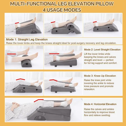Miniatura 7 de MABOZOO Almohada de elevación de piernas para después de la cirugía, almohada de recuperación de reemplazo de rodilla de 5 alturas con almohadilla