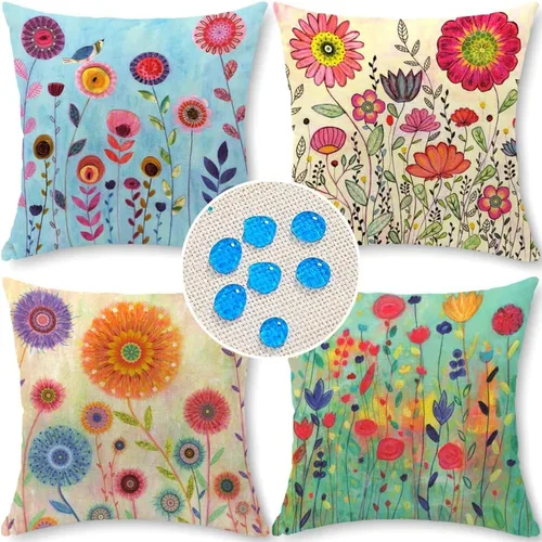 Miniatura 10 de Juego de 4 fundas de almohada para exteriores de 18 x 18 pulgadas, patrón geométrico, impermeables, para exteriores, decoraciones bohemias