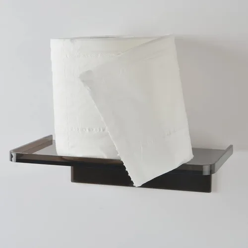 Miniatura 4 de Estante de pared adhesivo – Pequeño estante de acrílico transparente adhesivo montado en la pared, estantes para teléfono, estante de toallitas