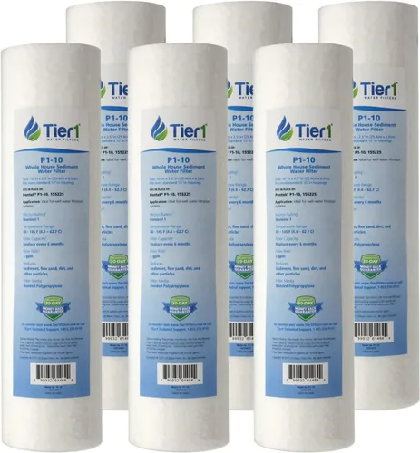 Miniatura 13 de Tier1 Cartucho de repuesto de filtro de agua de sedimentos de polipropileno hilado para toda la casa de 10 micrones, 10 pulgadas x 2.5 pulgadas