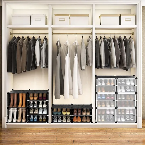 Miniatura 2 de VTRIN Organizador portátil de zapatos con 48 pares, torre de 4 niveles, estante para entrada, estante de almacenamiento, soporte para tacones