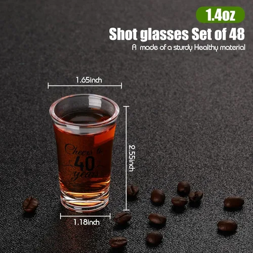 Miniatura 3 de Sliner Paquete de 48 Vasos de Chupito de Cumpleaños a Granel 1.4oz Brindis a los 30/40/50/60/70/80 Años Vaso de Chupito Indestructible Base Gruesa