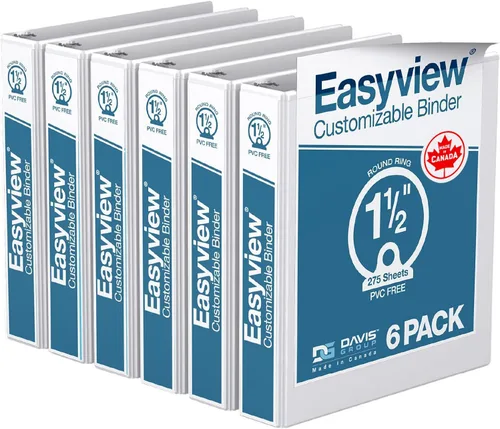 Miniatura 17 de Easyview - Carpetas prémium de 3 anillas con cubiertas transparentes y anillos redondos, carpetas para la escuela u oficina, 1 pulgada, paquete