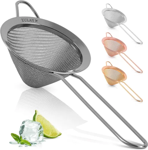 Zulay - Colador pequeño de acero inoxidable, eficaz en forma de cono para cócteles, hierbas de té, café y bebidas, colador de malla fina que es a
