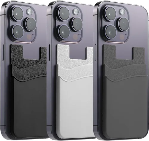 Miniatura 12 de Billetera de silicona para teléfono, soporte para tarjetas para la parte posterior de la funda del teléfono, cartera de identificación/tarjeta