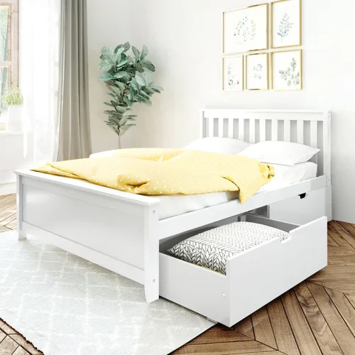 Miniatura 20 de Max & Lily - Cama individual, base de cama con cabecero para niños, listones, color blanco.