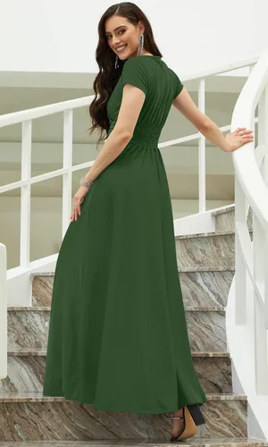 Miniatura 4 de KOH KOH Vestido de cóctel sexy de manga corta con cuello en V para mujer