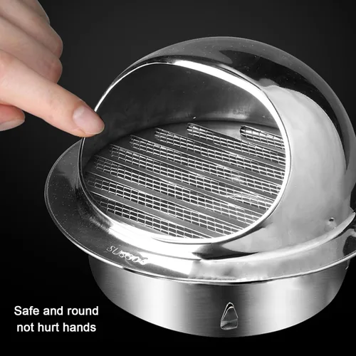 Miniatura 7 de Tapón de chimenea de acero inoxidable 304, rejilla de ventilación de pared redonda, salida de aire de pared exterior, campana extractora, tubo