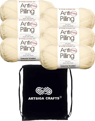 Miniatura 54 de Premier Yarns Everyday Anti-Pelusa Hilo Sólido Verde Pino DN100-8 (6-Madejas - Mismo Lote de Tinta) #4 Peso Estambre Acrílico para Tejer