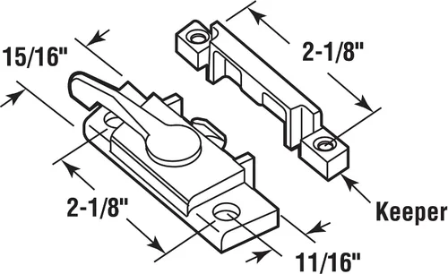 Miniatura 2 de Prime-Line F 2554 - Cerradura de ventana de acción de leva fundida a presión con lengüetas de alineación, color blanco (paquete individual)