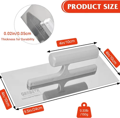 Miniatura 2 de GREBSTK Paleta para paneles de yeso de acero inoxidable Paleta de enlucido de hormigón Herramienta de yeso Herramientas de cemento Herramientas