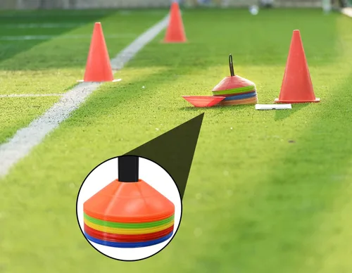 Miniatura 7 de 25/50/100 piezas de conos de disco, conos de agilidad de fútbol con bolsa de transporte y soporte, conos de fútbol para entrenamiento deportivo