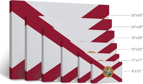 Miniatura 4 de Smile Art Design Lienzo impreso con la bandera del estado de Florida, capital del estado de los Estados Unidos, arte de pared con bandera del estado