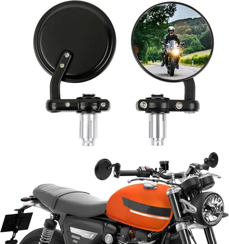 Miniatura 2 de Espejos retrovisores negros 7/8 22mm universales redondos CNC para motocicleta, para bicicleta de calle, bicicleta deportiva, Cafe Racer