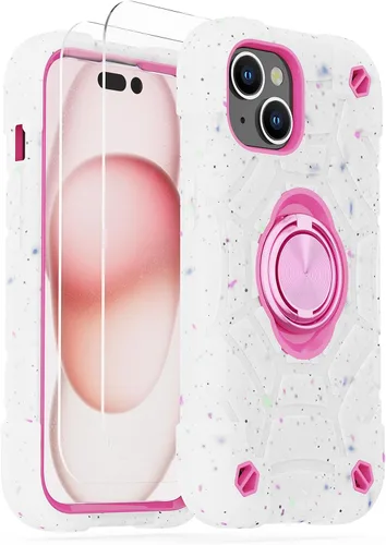 Miniatura 11 de KCJ Funda para iPhone SE 2022/2020, iPhone 8/7/6/6S, con [2×Protectores de Pantalla][Soporte de Anillo] Silicona Suave+PC Duro Protección Completa
