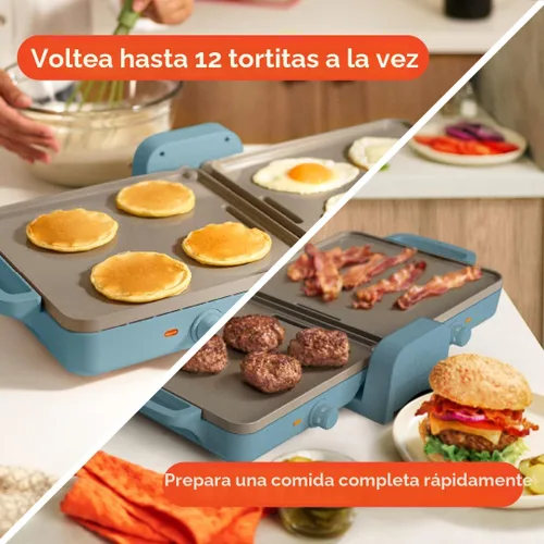 Miniatura 5 de bella Plancha de cerámica plegable y de doble temperatura de 10 x 20 pulgadas, se adapta a cualquier lugar, revestimiento antiadherente de cerámica