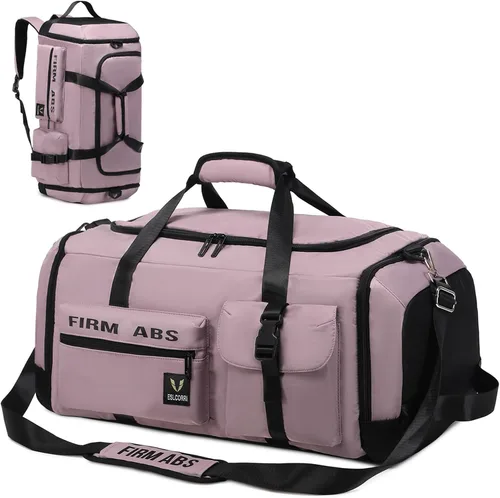 Eslcorri Bolsa de viaje de 65L para mujer, bolsa de gimnasio deportiva grande 3 en 1, Púrpura, Bolsas de lona