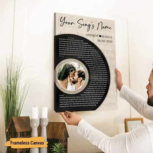 Miniatura 5 de VICILO Póster de letras de canción personalizadas, lienzo, arte de pared, regalos para marido, esposa, disco de vinilo con imagen, decoración Disco