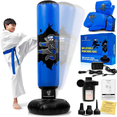 Miniatura 11 de THB Punching Bag for Kids - Inflatable Punching Bag with Boxing Gloves for Kids Age 3-8, 63” Ninja Boxing Bag with Electric Air Pump to Practice