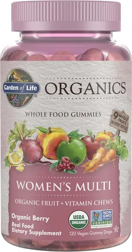 Vitamina blanda para mujeres de Garden of Life, multivitamínico para las mujeres de Mykind Organics, 120 pastillas con frutas orgánicas