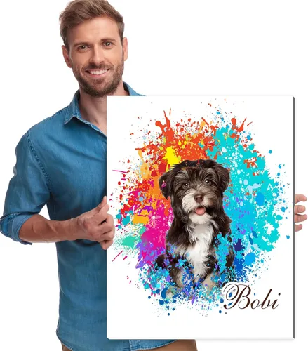 Miniatura 25 de Artsadd Impresión conmemorativa personalizada de retrato de mascotas, regalos artísticos hechos en Estados Unidos, lienzo de memoria personalizado