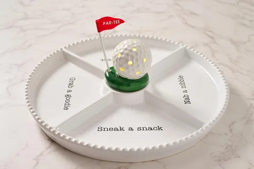 Miniatura 6 de Mud Pie Circa Divided Tray, White, 12 1/4" dia Base para plaquitas intercambiables