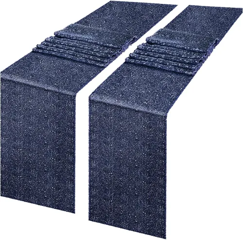 Miniatura 27 de JYFLZQ Camino de mesa de lentejuelas negras de 12 x 72 pulgadas, manteles de mesa de tela con lentejuelas negras brillantes - Caminos brillantes