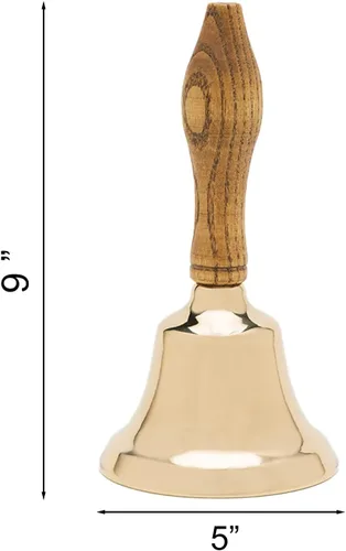 Bevin Bells Campana de mano de latón macizo | 8HB | Mango de madera dura de Nueva Inglaterra | Elegante campana de llamada manual | Fabricantes de