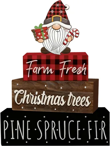 Miniatura 9 de 4 piezas de decoraciones navideñas para interiores - decoración de mesa de bola de nieve de madera para el hogar - centro de mesa navideño