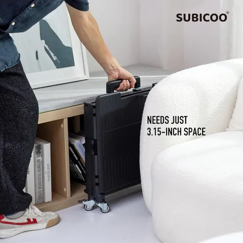 Miniatura 8 de SUBICOO Carrito utilitario plegable portátil con ruedas, carrito de compras, caja de herramientas plegable, con tapa, en 4 ruedas giratorias
