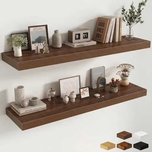 Miniatura 142 de Estantes flotantes de 48 pulgadas para pared, estante de chimenea de 10 pulgadas de profundidad, estantes flotantes de madera para pared, estantes