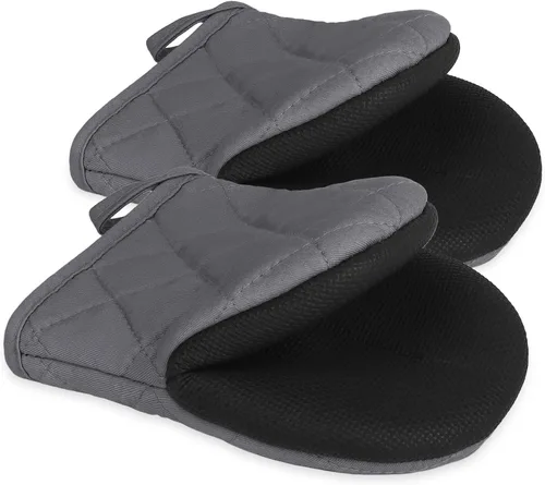 Guantes cortos para horno, resistentes al calor, 500 °F, guantes de cocina con agarre de silicona, antideslizantes para hornear, parrilla, barbacoa,