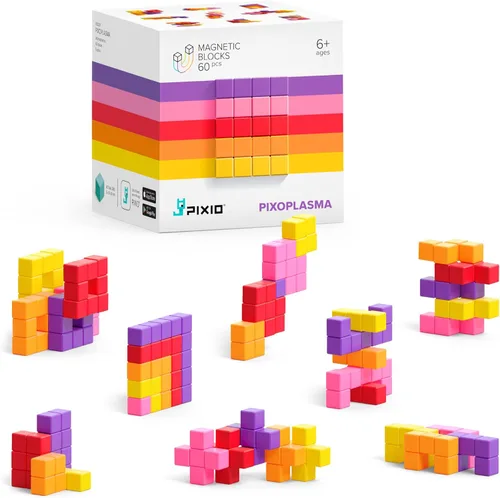 Miniatura 15 de PIXIO Lava - Juguete de construcción de bloques magnéticos pequeños en el estilo de arte de píxeles con aplicación gratuita, cubos de plástico