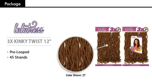 Miniatura 4 de LULUTRESS Sensationnel - Trenzas de ganchillo de pelo sintético Lulutress 3X Kinky Twist de 12 pulgadas (paquete de 3, SM1B30)