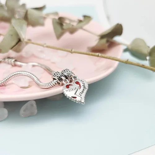 Miniatura 4 de GMXLin Abalorio de madre e hija para pulseras de amor, corazón, madre, mamá, regalo de cumpleaños de hija y hijo