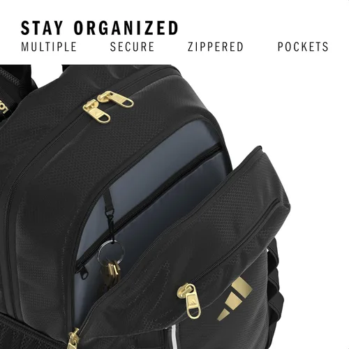Miniatura 3 de Mochila Excelerator con funda para portátil, bolsa deportiva para hombres y mujeres, Negro/Dorado Metálico, Tamaño único