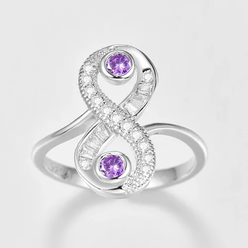 Miniatura 40 de Narica Anillo de 21 piedras chapadas en plata, apilables, corte redondo, zafiro azul, circonita cúbica, relleno de circonita cúbica, halo