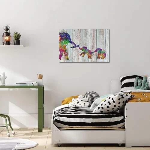 Miniatura 2 de Zlove Lienzo decorativo para pared, diseño de elefante colorido, imágenes divertidas de animales de bebé, 24 x 36 pulgadas